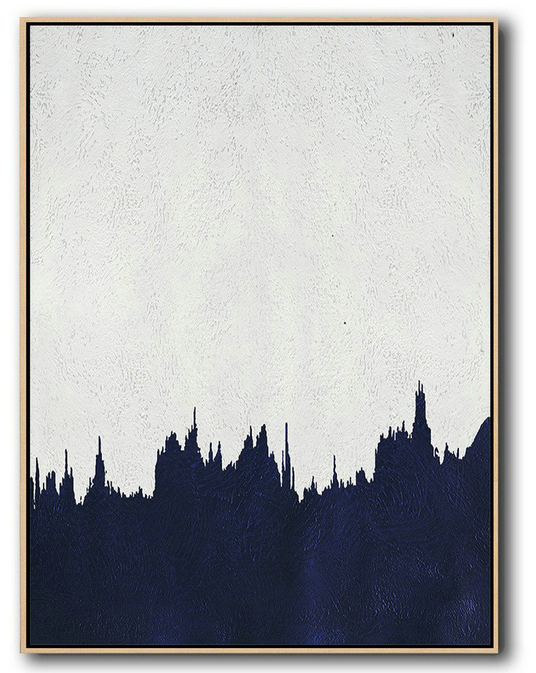 Buy Hand Painted Navy Blue Abstract Painting Online,Artwork For Sale #D8P8